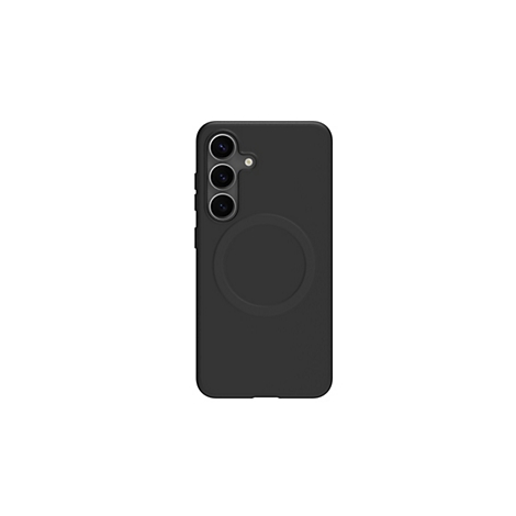 Coque de téléphone noire pour smartphone, dos avec objectifs d'appareil photo et cercle compatible magsafe.