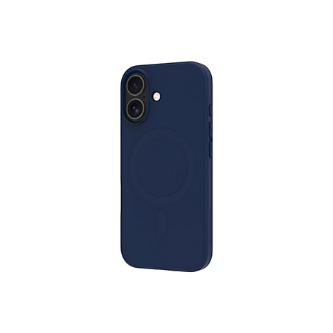 Dunkelblaues Handycase. Auf der Rückseite befinden sich zwei Kameraobjektive und ein Magnetring. Die Case-Oberfläche ist glatt.