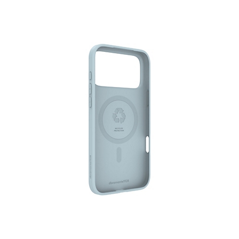 Hellblaues Smartphone-Case, innen mit Logo 'Recycled Protection'. Seitlich Knöpfe und Aufschrift 'dbrand1928'.