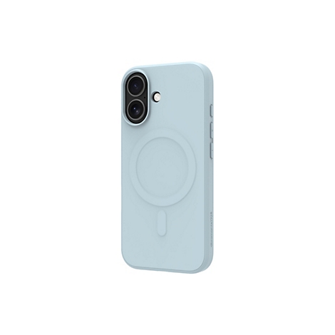 Hellblaues Smartphone-Case. Auf der Rückseite sind Kameraaussparungen, ein MagSafe-Ring und Knöpfe sichtbar.