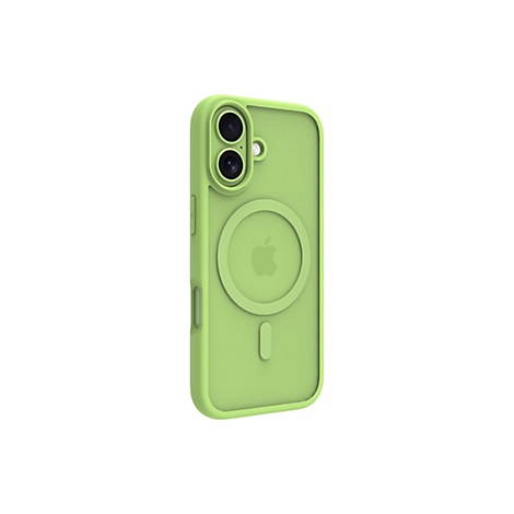 Ein hellgrüner Schutzcase für ein Smartphone. Im Zentrum ist ein Apple-Logo erkennbar.