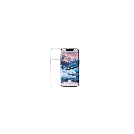 Transparentes iPhone-Cover, das ein iPhone mit einem Hintergrund aus Bergen und Eisbergen zeigt.