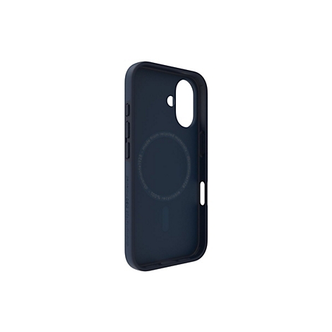 Dunkelblaue Handyhülle. Aufdrucke: dbramante1928, recycelt, recyclebar, 360° Protected.