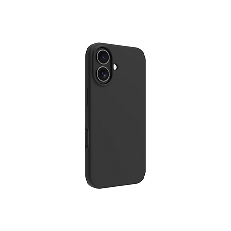 Ein schwarzes Smartphone Case. Auf der Rückseite sind zwei Kameraobjektive und ein Blitz zu sehen.