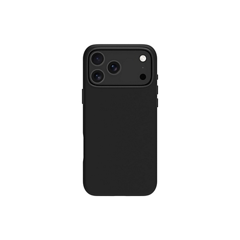 Schwarzes Smartphone mit schwarzer Handyhülle; Kamera- und Blitzbereich sichtbar.