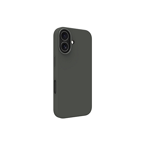 Dunkelgrüne Smartphone-Hülle im Detail. Zwei Kameraobjektive und ein Blitz sind sichtbar. Auf der Seite befinden sich Knöpfe.