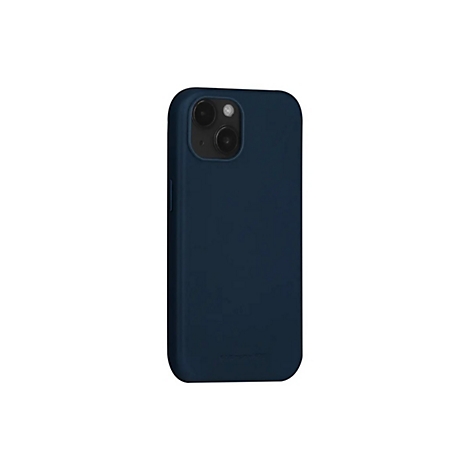 Dunkelblaues Handycase für ein Smartphone. Rückseite mit Kameraöffnung. Dezentes Logo am unteren Rand.