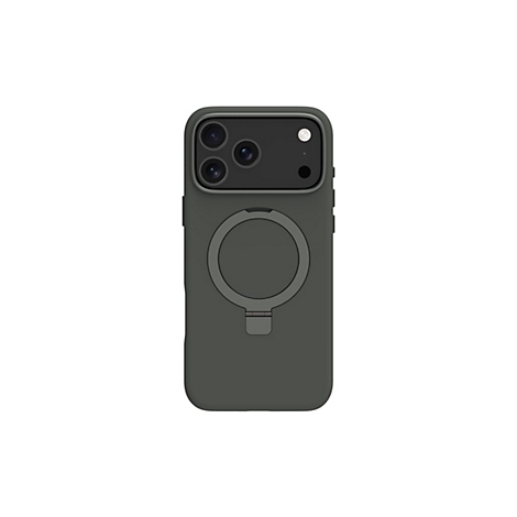 Dunkelgrüne Handyhülle für ein Smartphone, mit drei Kameraobjektiven und MagSafe-Kreis.