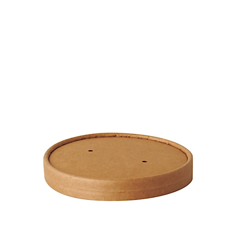 Ein brauner Pappdeckel mit zwei kleinen Löchern.