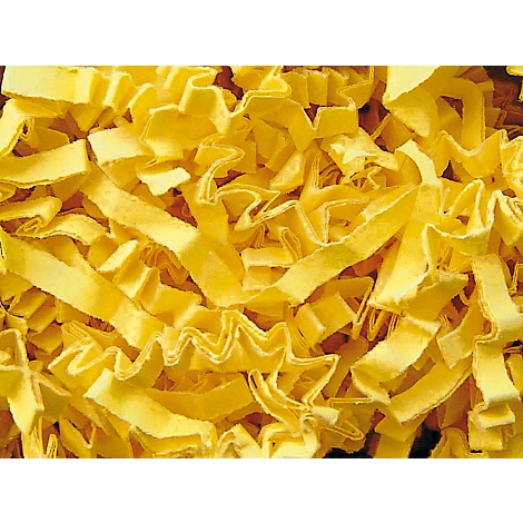 Close-up of yellow, crinkled paper strips, overlapping.