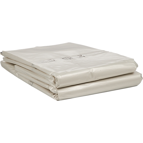 Zwei gefaltete cremefarbene Laken liegen übereinander. Es sind kaum Details zu erkennen.