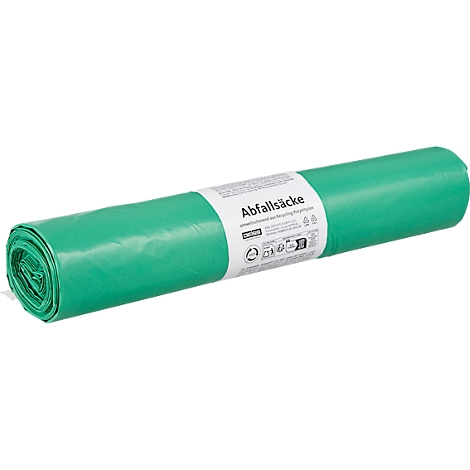Deiss afvalzakken, 240 l, dikte 55 µ, gerecycled LDPE, groen, 5 stuks