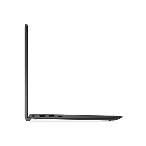 Dunkelgraues Laptop-Seitenprofil. Anschlüsse wie HDMI und USB-C sichtbar.