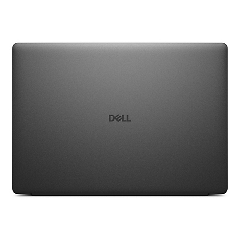 Dunkelgraues Laptop-Oberteil mit dem Dell-Logo in der Mitte.