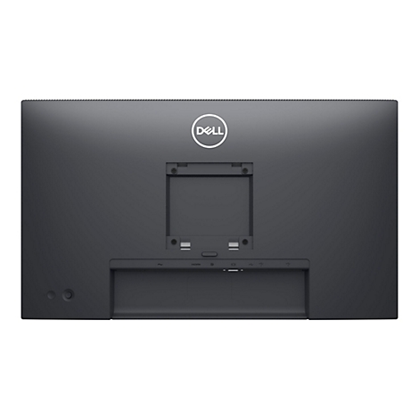 Arrière d'un écran Dell noir. Il y a des ports en bas et le logo Dell en haut.