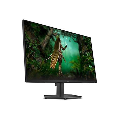 Moniteur noir affichant un jeu fantastique. L'écran est incliné et soutenu par un support noir.