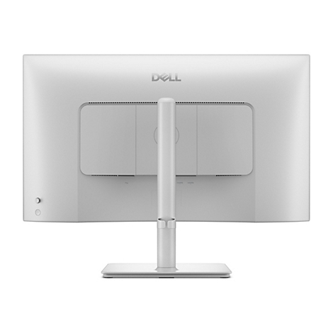 Arrière d'un écran Dell blanc avec support. Le logo Dell est en haut. Deux ports HDMI sont visibles.
