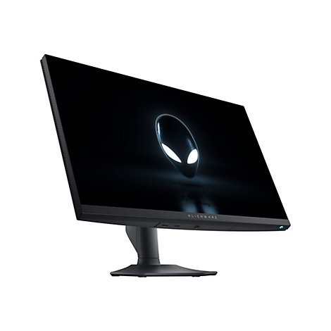 Un moniteur Alienware noir affichant le logo Alienware sur fond blanc.