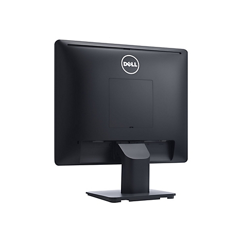 Vue arrière d'un moniteur Dell noir avec logo Dell. Le moniteur est posé sur un socle noir, sur fond blanc.