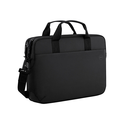 Schwarze Laptoptasche mit Tragegriffen und Schultergurt, die von Dell stammt.