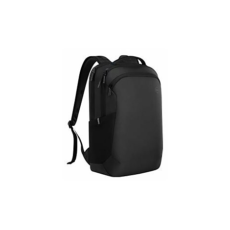 Sac à dos noir avec plusieurs compartiments et fermetures éclair, un petit compartiment sur le côté gauche, sur fond blanc.