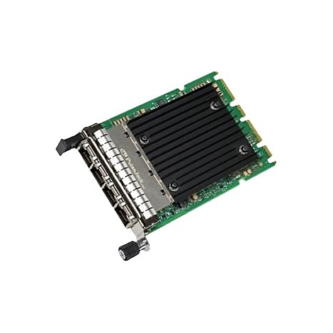 Netzwerkkarte auf grünem PCB mit schwarzem Kühlkörper und PulseJack-Anschlüssen vor weißem Hintergrund.