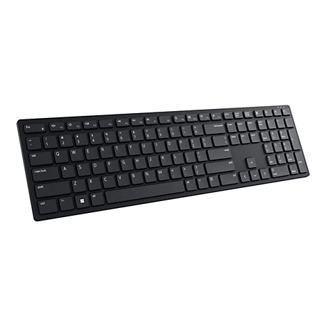 Ein schwarzes Keyboard in Draufsicht. Tasten mit Beschriftungen wie Buchstaben, Zahlen und Sonderzeichen.