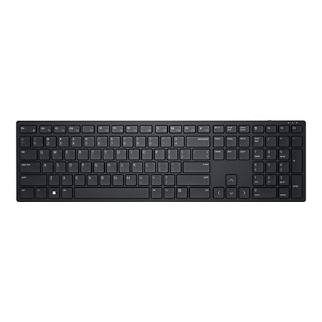 Drahtlose schwarze Tastatur mit weißen Buchstaben und Zahlen.