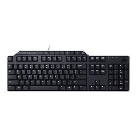 Schwarze Dell-Tastatur, von oben fotografiert. Mit weißen Buchstaben und Symbolen, Funktionstasten und Ziffernblock.