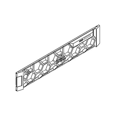 Schwarz-weiße Ansicht einer Dell-Serverblende mit wabenförmigen Öffnungen, Dell-Logo.