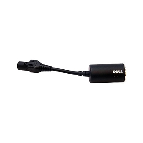 Schwarzes Dell-LadegerÃ¤t mit Kabel, weiÃŸer Hintergrund.