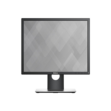 Schwarzer Dell-Monitor vor weißem Hintergrund. Der Bildschirm zeigt ein graues Muster. Am unteren Rand das Dell-Logo.