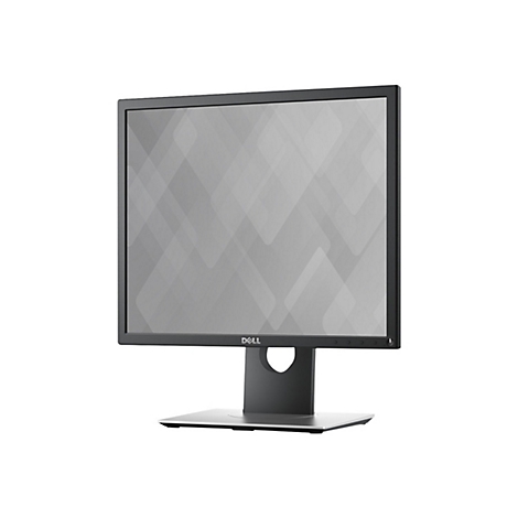 Ein Dell-Monitor vor weißem Hintergrund. Der Bildschirm zeigt ein graues Muster, das Gehäuse ist schwarz mit silberfarbenem Standfuß.