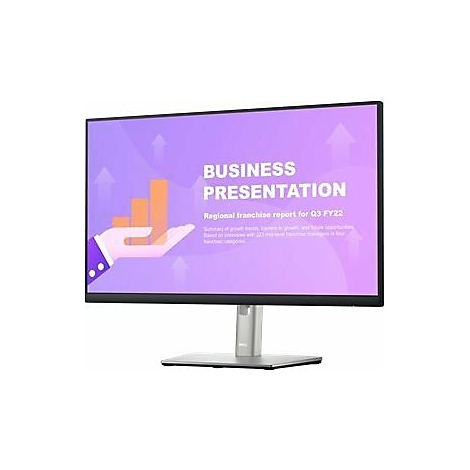 Ein Monitor mit einer Präsentation. Auf dem Bildschirm: "Business Presentation, Regional franchise report for Q3 FY22".