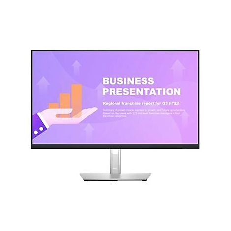 Ein Computerbildschirm zeigt eine Präsentation mit Diagrammen und dem Text „Business Presentation“.