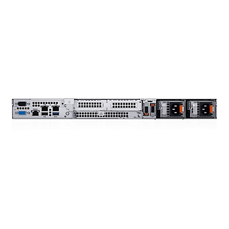 Rückseite eines Servers, mit Anschlüssen, Stromanschlüssen und Lüftern. Aufschrift: iDRAC, 800W, 600W.