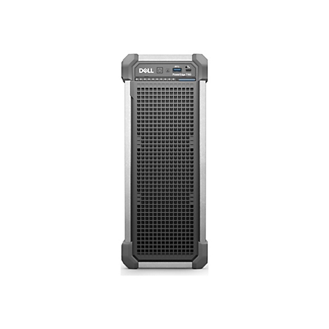 Ein grauer Dell PowerEdge T160 Server mit schwarzer Frontplatte.