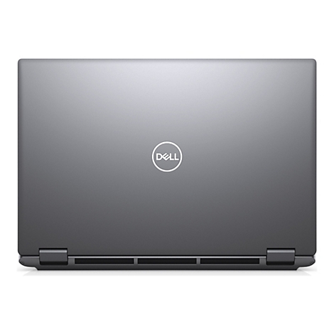 Dunkelgraues Laptop-Cover. Das Dell-Logo befindet sich in der Mitte.