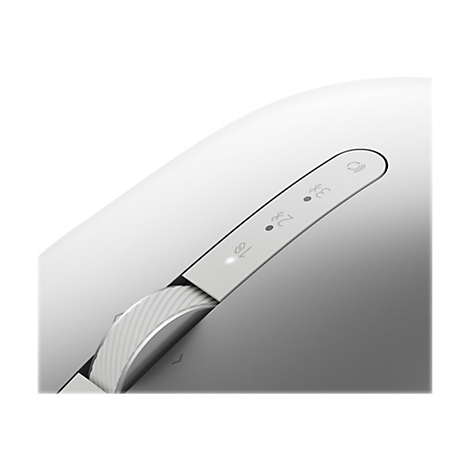 Gros plan sur une souris blanche avec une molette de dÃ©filement et un affichage des chiffres. La molette de dÃ©filement est striÃ©e. Une LED s'allume Ã  cÃ´tÃ© du chiffre 18.