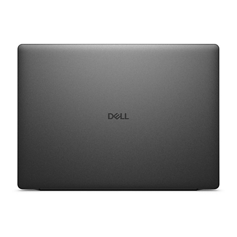 Dunkelgraues Laptop-Oberteil. Mittig ist das DELL-Logo zu sehen.