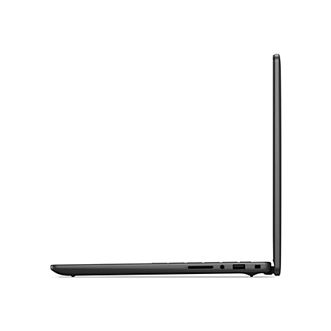 Dunkelgraues Laptop-Profil. Links Anschlüsse, rechts geschlossen.
