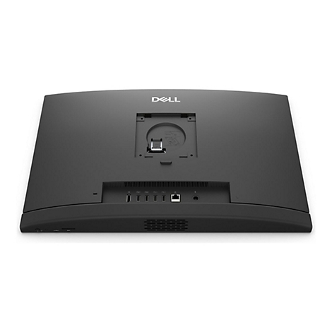 Arrière d'un ordinateur tout-en-un Dell noir avec ports, ventilations et le logo Dell.