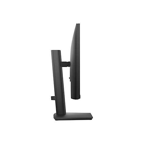Schwarzer Computermonitor im Profil auf weißem Hintergrund. Der Monitor ist an einem Standfuß befestigt.