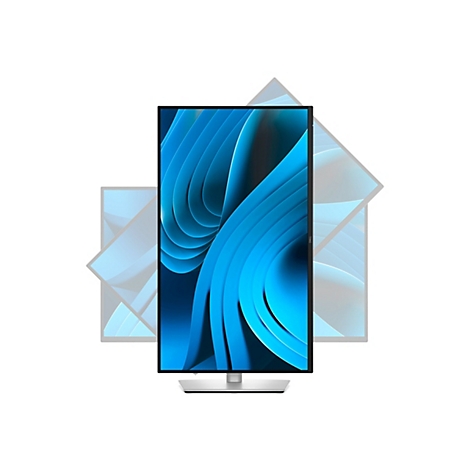 Un moniteur rectangulaire avec un fond bleu et ondulé, sur fond blanc, avec des moniteurs répétés et légèrement tournés en arrière-plan.