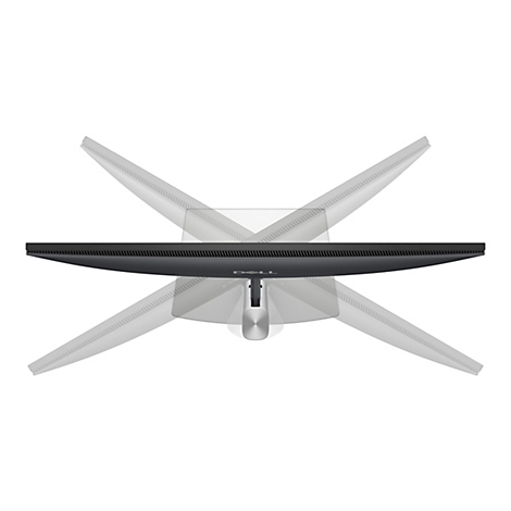 Vue de dessus d'un moniteur Dell noir présenté avec des angles réglables.