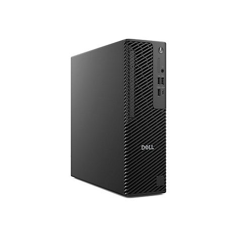 Ein schwarzer Desktop-Computer mit 'Dell'-Logo und Anschlüssen.