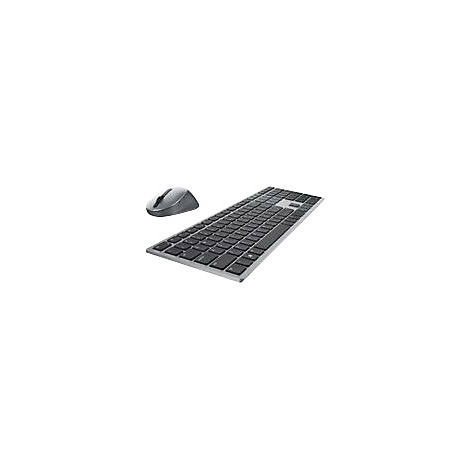 Drahtlose Tastatur und Maus in Grau auf weiÃŸem Hintergrund.