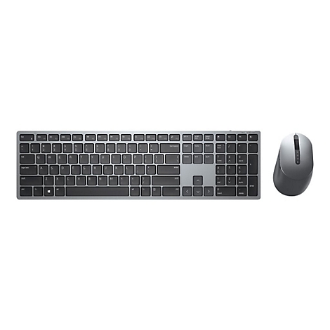 Drahtlose Tastatur und Maus, silberfarben, isoliert auf WeiÃŸ.
