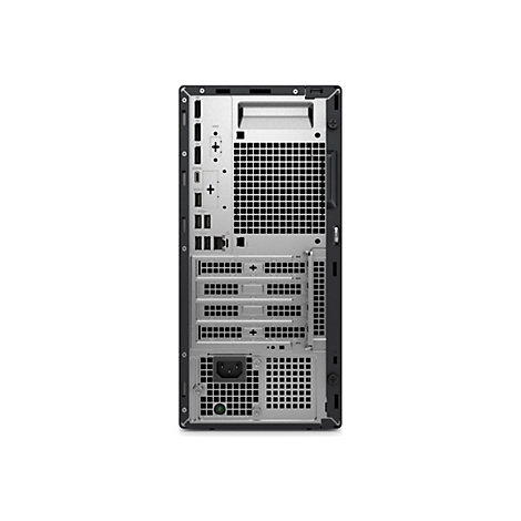 Rückansicht eines Desktop-PCs: Anschlüsse wie HDMI, USB, Ethernet und Stromanschluss sind sichtbar.
