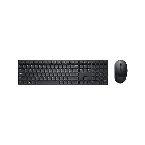 Dunkles kabelloses Tastatur-Maus-Set auf weißem Hintergrund.